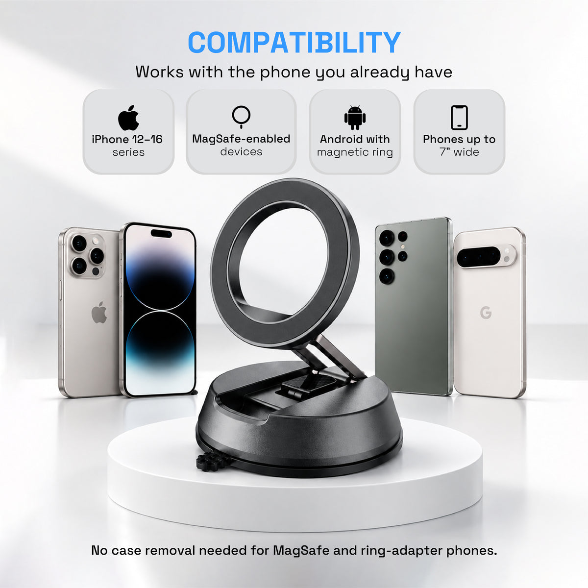 Orca UniMag Magnetic Car Phone Holder | Compact Dashboard Mount with Strong Magnetic Hold