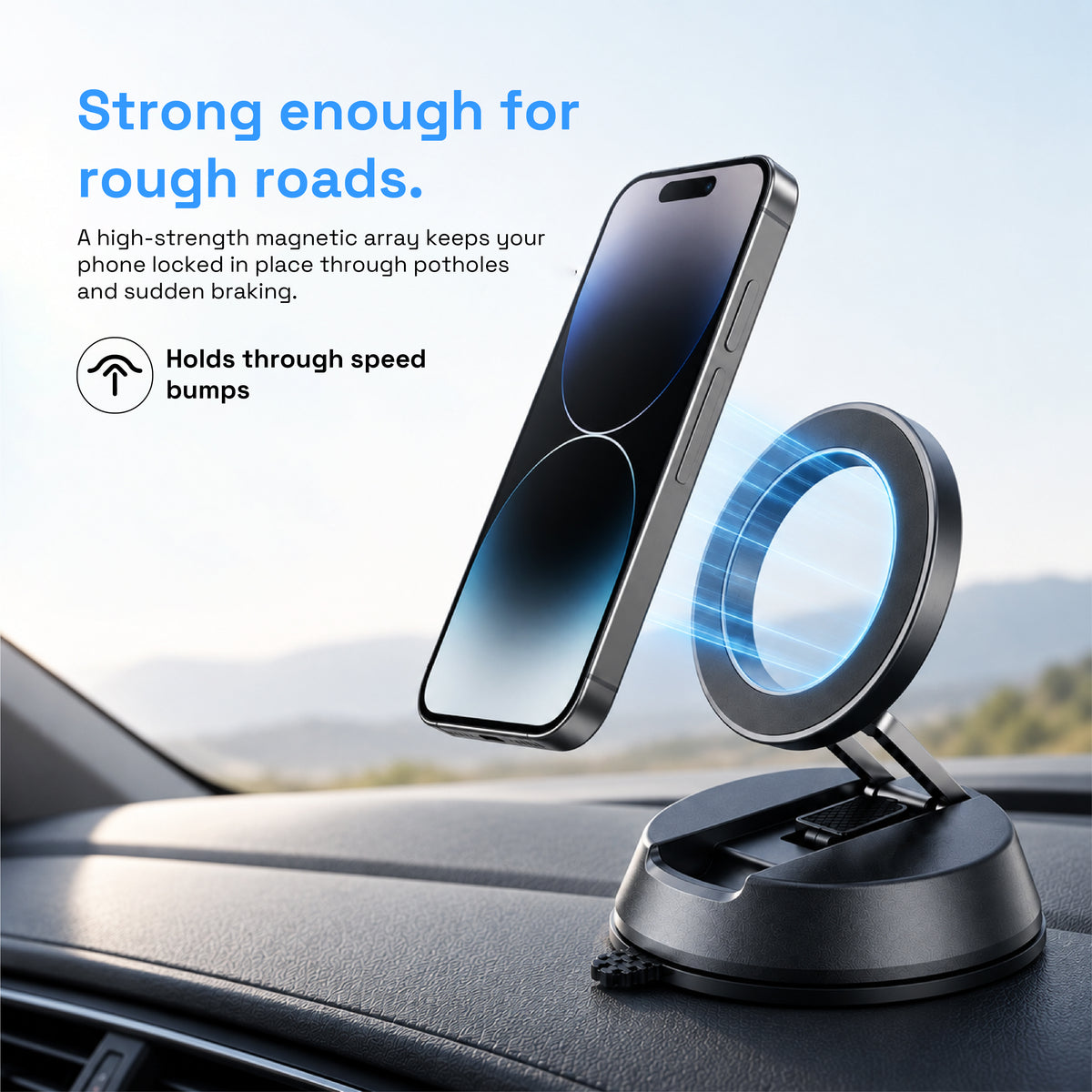 Orca UniMag Magnetic Car Phone Holder | Compact Dashboard Mount with Strong Magnetic Hold