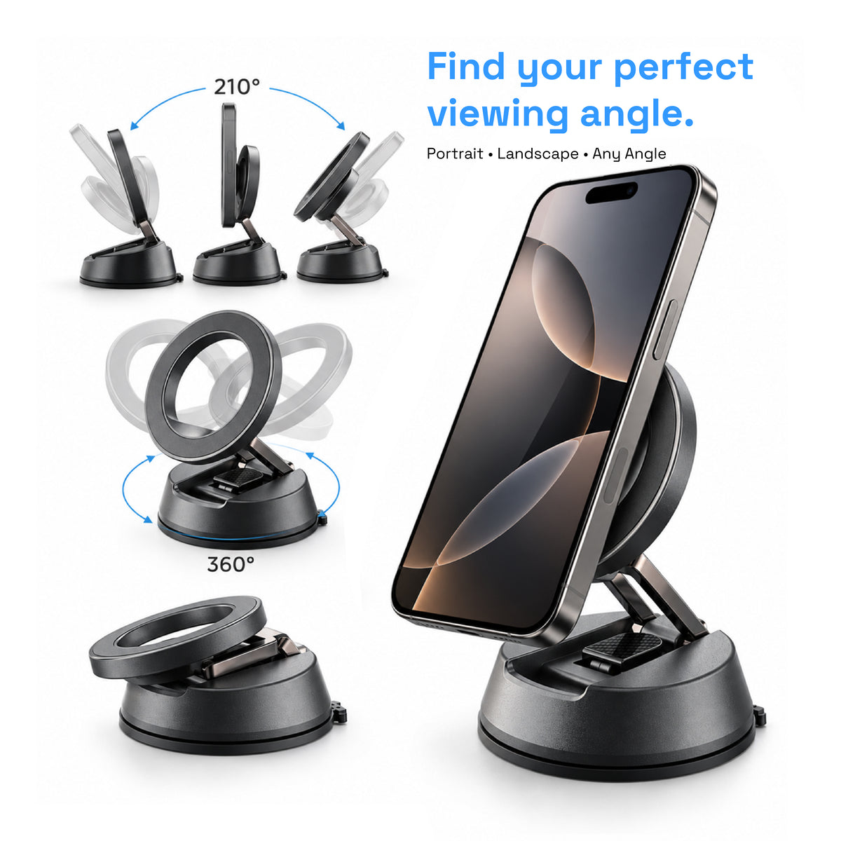 Orca UniMag Magnetic Car Phone Holder | Compact Dashboard Mount with Strong Magnetic Hold