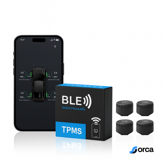 Orca Tyre Pressure Monitoring System (TPMS) for Cars | Pack of 4 Sensors | Real-Time Pressure & Temperature Alerts via Mobile App | 1-Year Warranty