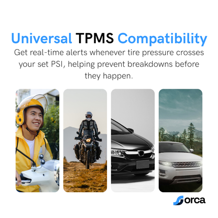 Orca Tyre Pressure Monitoring System (TPMS) for Bikes | Pack of 2 Sensors | Real-Time Tyre Tracking & Mobile Alerts | 1-Year Warranty