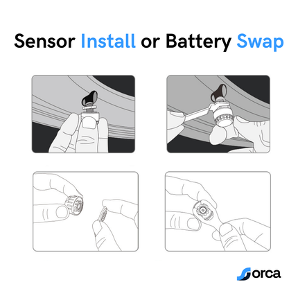 Orca Tyre Pressure Monitoring System (TPMS) for Cars | Pack of 4 Sensors | Real-Time Pressure & Temperature Alerts via Mobile App | 1-Year Warranty