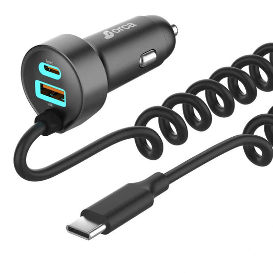 Orca Flex 095 95W Fast Car Charger with Retractable USB-C Cable | PD Fast Charging | USB-A + USB-C | 12V/24V