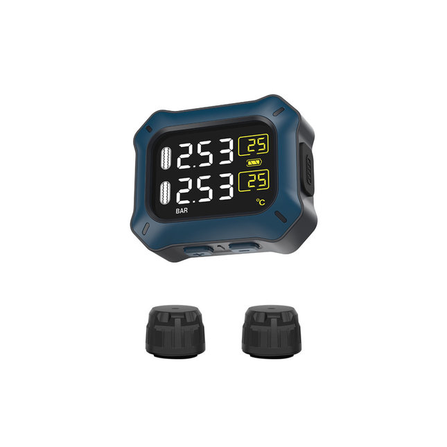 Orca Wireless Motorcycle TPMS – Real-Time Tire Pressure Monitoring System with Temperature Display, 3s Alert, Waterproof External Sensors & USB Rechargeable Display