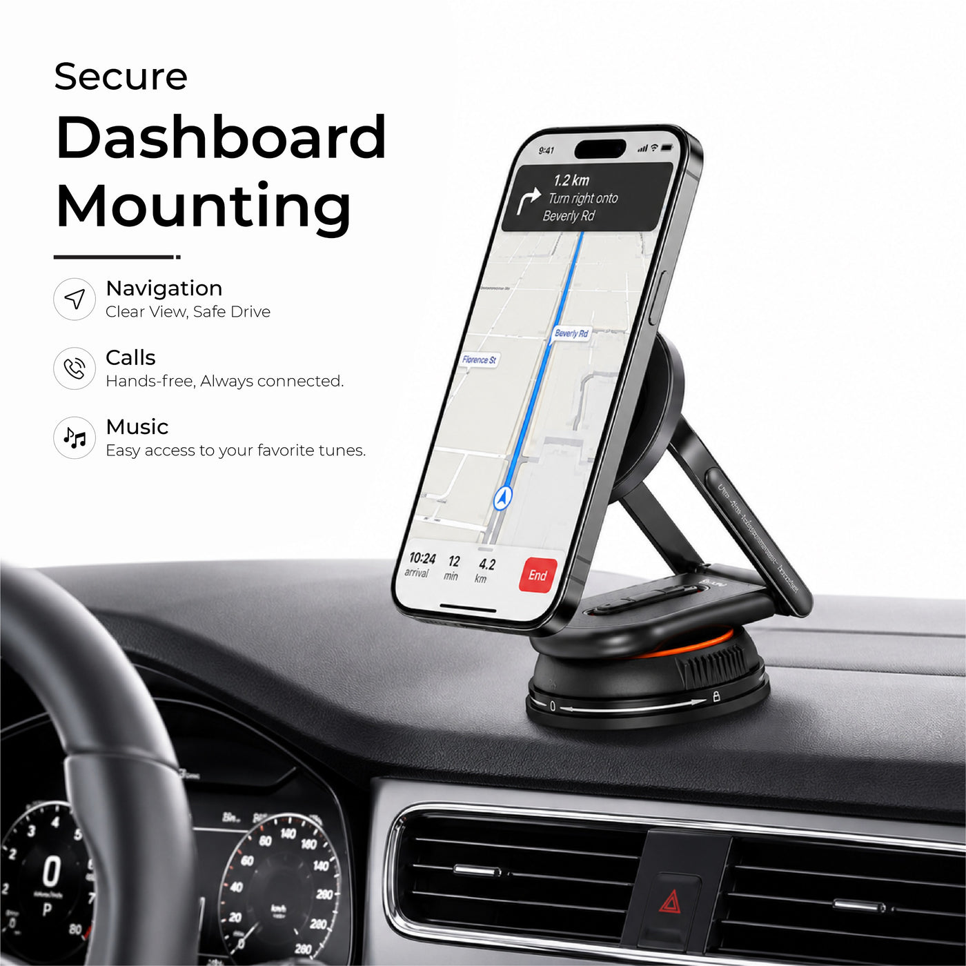 Orca DualMag Foldable Magnetic Car Phone Holder & Desk Stand | Ultra-Slim Dual-Use MagSafe Mount