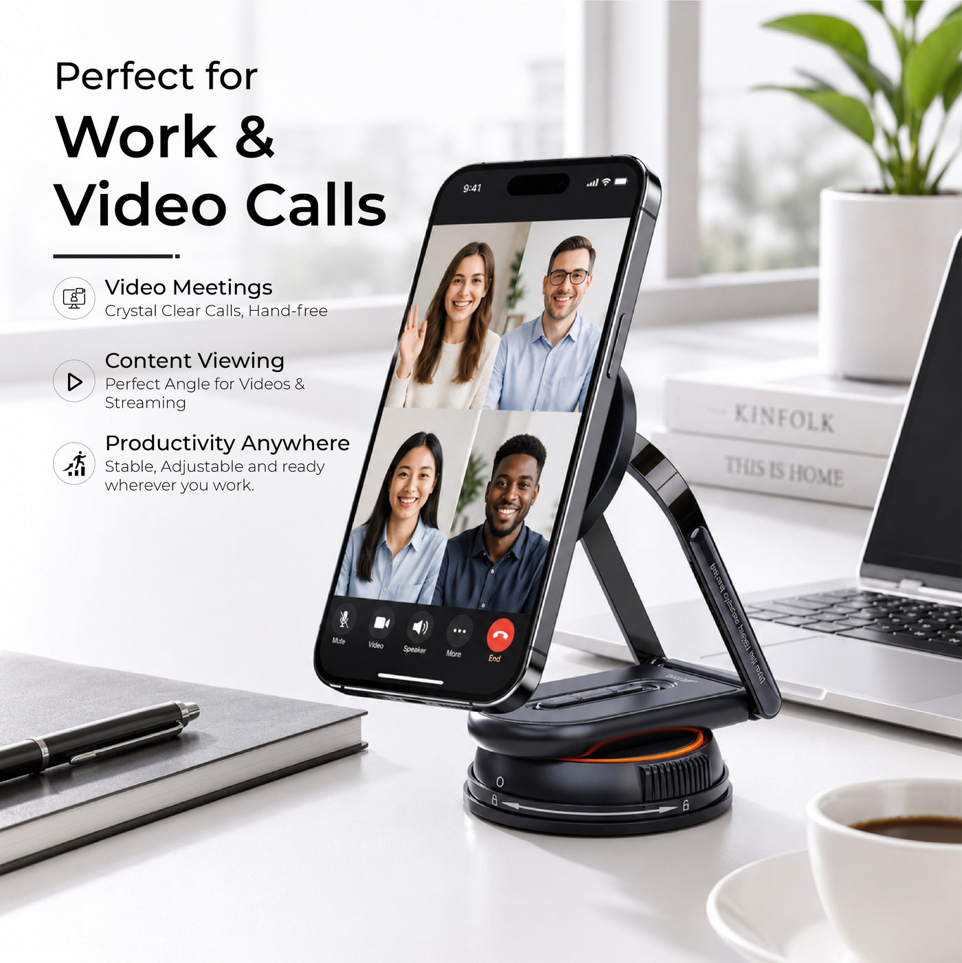 Orca DualMag Foldable Magnetic Car Phone Holder & Desk Stand | Ultra-Slim Dual-Use MagSafe Mount