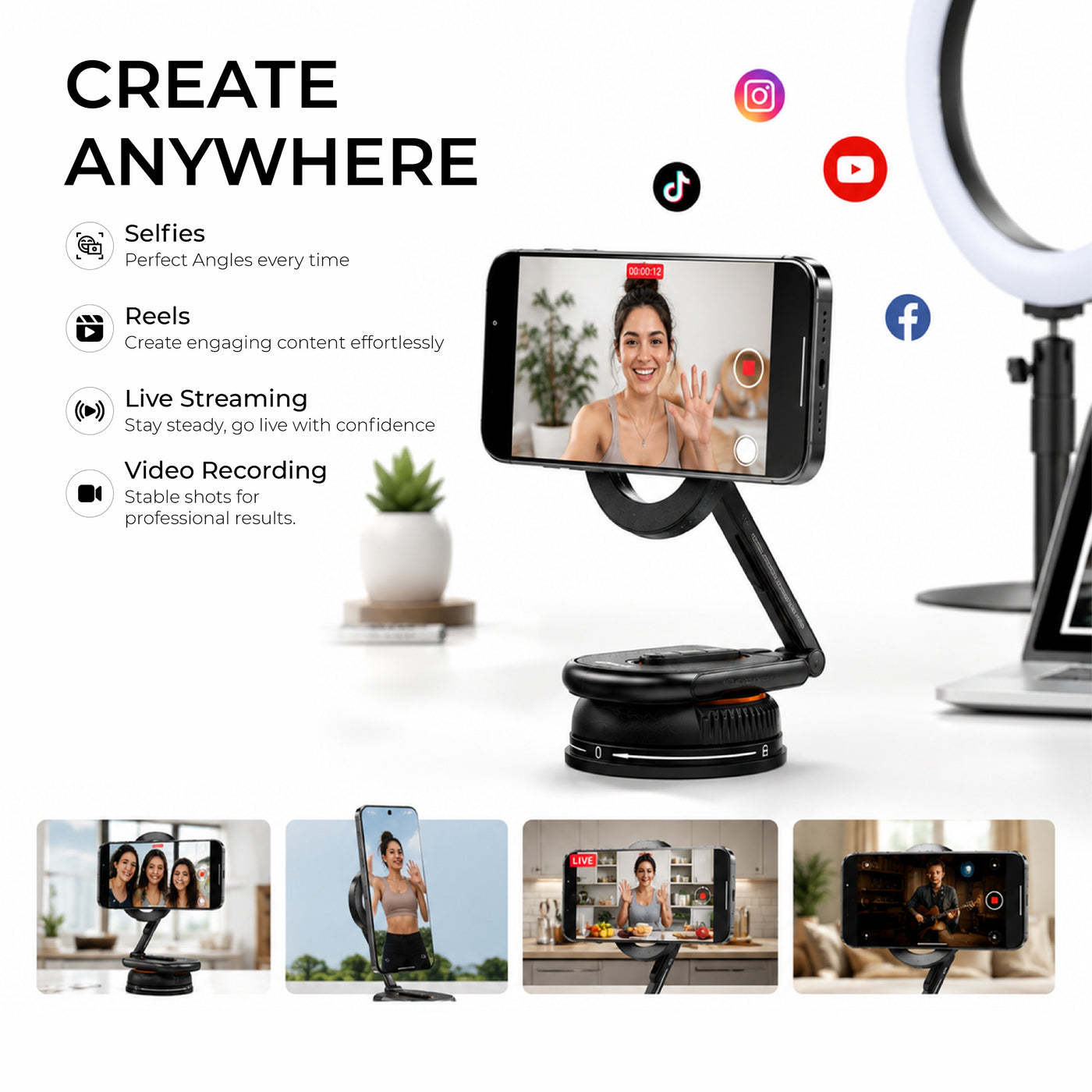 Orca DualMag Foldable Magnetic Car Phone Holder & Desk Stand | Ultra-Slim Dual-Use MagSafe Mount