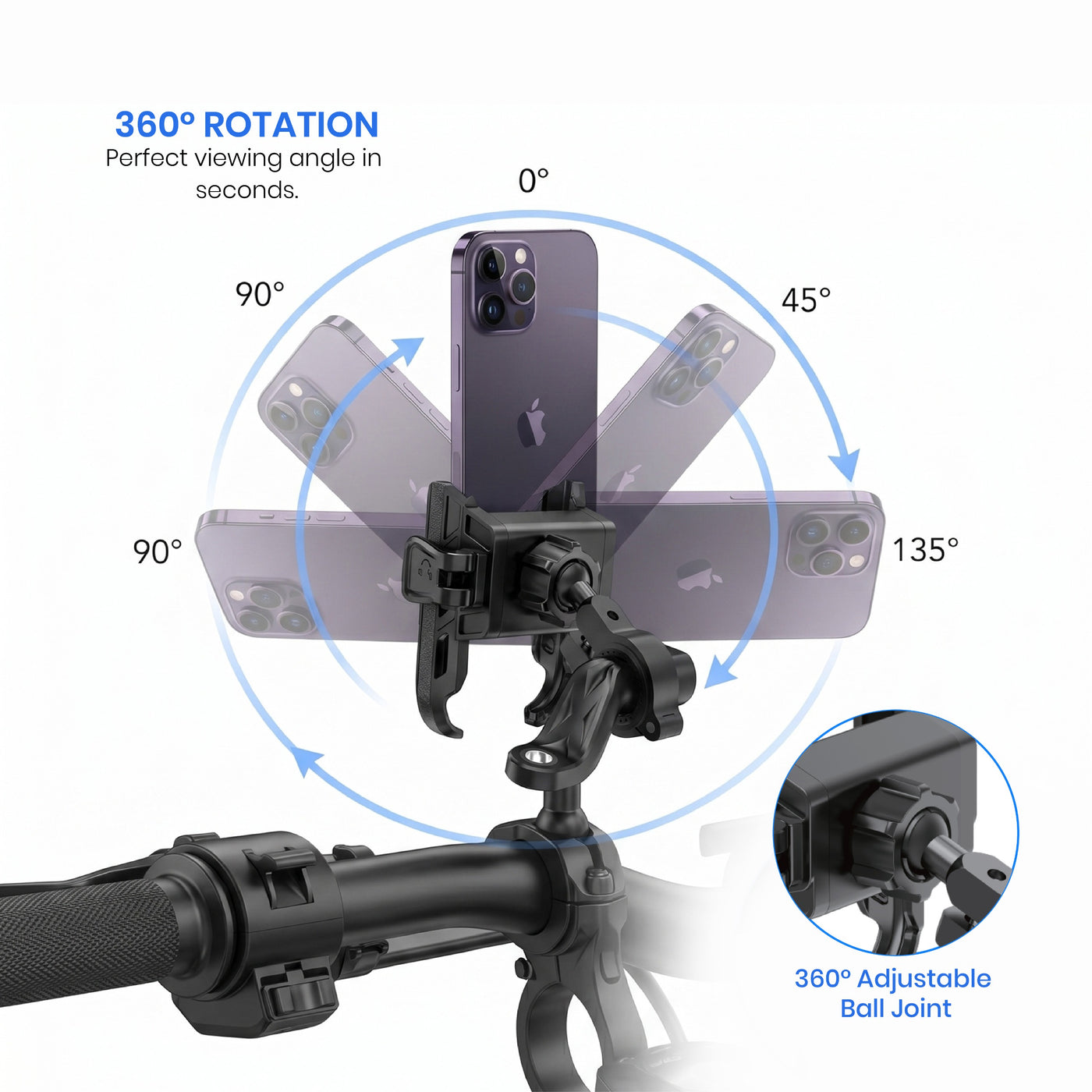 Orca M20 Quick-Lock Bike Mobile Holder | Secure Handlebar Phone Mount for Motorcycle & Scooter