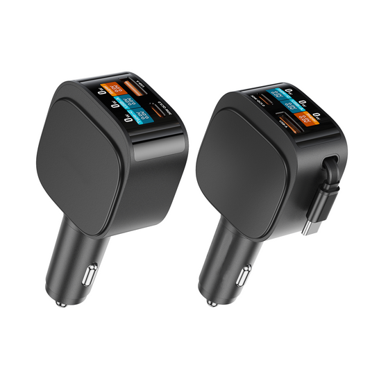 Orca Elite 130W Fast Car Charger with TFT Display | 100W USB-C + 30W USB-A | PD & QC 3.0 | 12V/24V Compatible